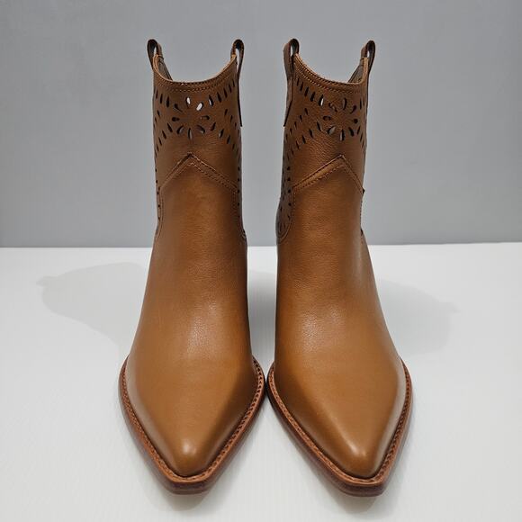 NEW Marc Fisher LTD Elyma Ankle Boot Womens 10 Tan Leather Pointed Toe Western - Picture 4 of 14